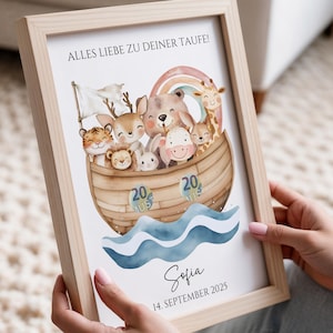 Noah&#39;s Ark Baptism Gift A4 | Template Baptism Gift for Girls & Boys | Personalized Baptism Gift | Last Minute Gift