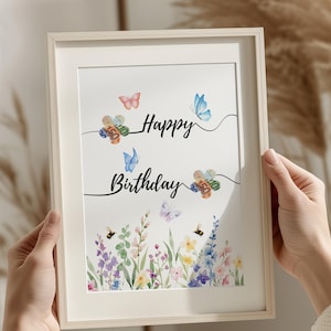 誕生日現金ギフト |誕生日プレゼント |直前の誕生日プレゼント | PDF A4 & A5 をダウンロード |花のモチーフ
