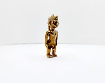 Punk Figure Male Raw Bronze Pendant / Small Sassy Sculpture