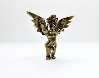 Angel Figure Male Brass Pendant / Small Sassy Sculpture