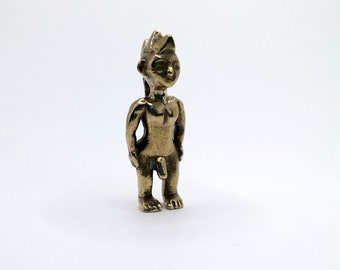 Punk Figure Male Brass Pendant / Small Sassy Sculpture