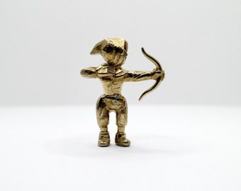 Archer Figure Brass Pendant / Small Symbolic Sculpture