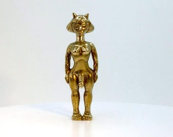 Devil Imp Trans Brass Figure Pendant / Bigger Sassy Sculpture