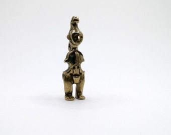 Violin Cello Woman Figure Brass Pendant / Small Sassy Sculpture