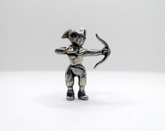 Archer Figure Silver Pendant / Small Symbolic Sculpture