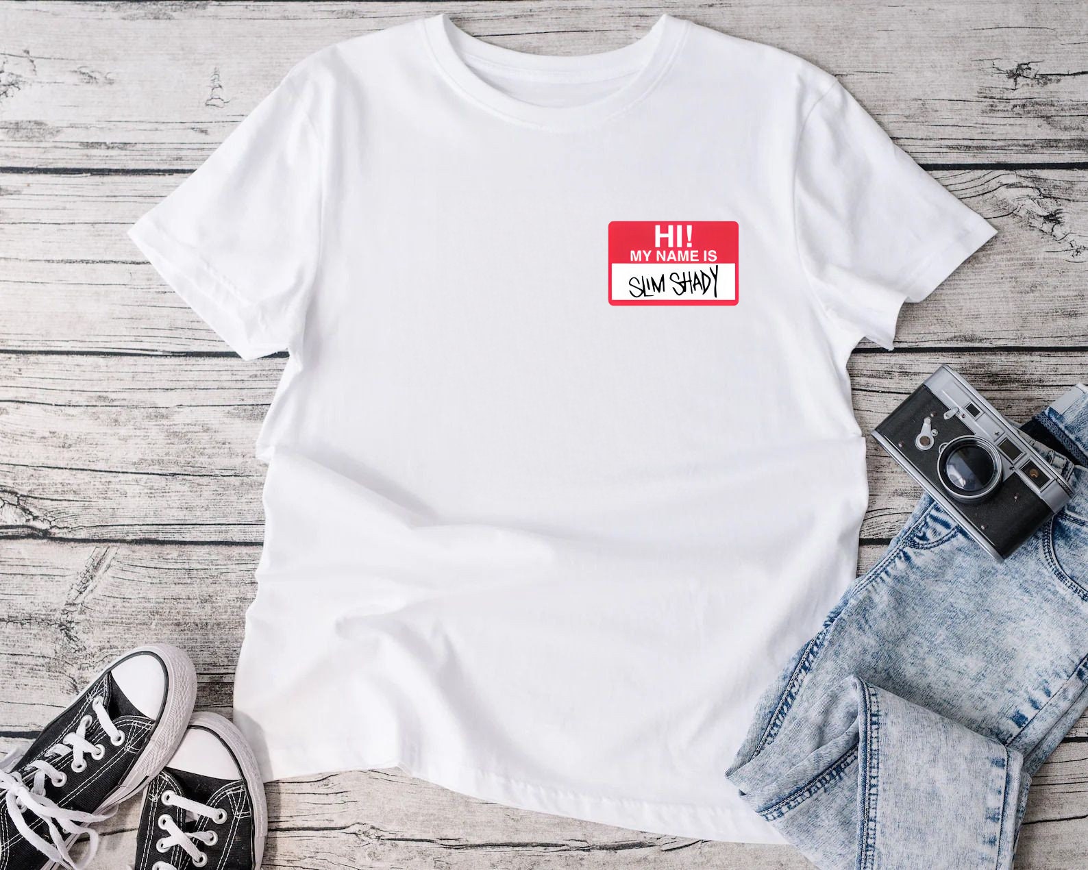 Maglietta Ufficiale Rock Off Eminem Letters - T-shirt Unisex, Manica Corta, Taglia Large, Abbigliamento Ufficiale Del Rapper