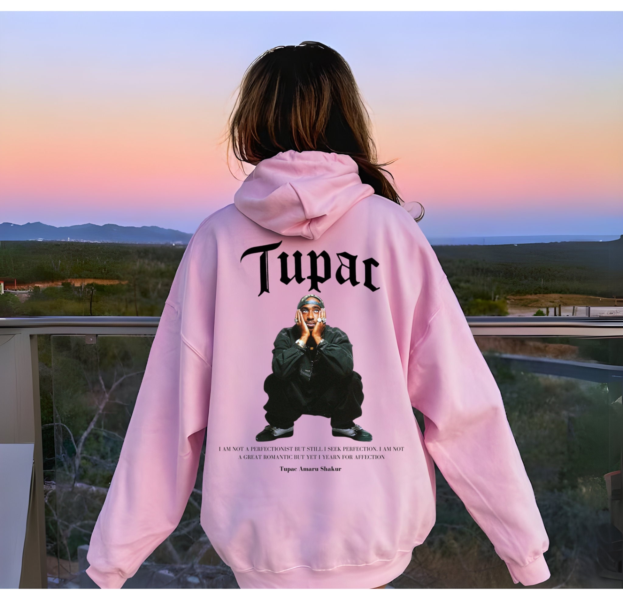 Pink tupac hoodie sale