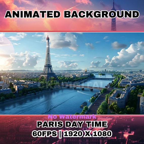 Eiffel Tower Vtuber Animated Background: Twitch Stream Overlay