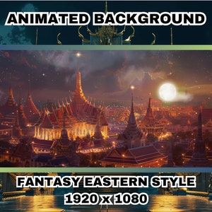 Fantasy Goldene Stadt Vtuber Animierter Hintergrund - Dunkel Overlay (MP4)