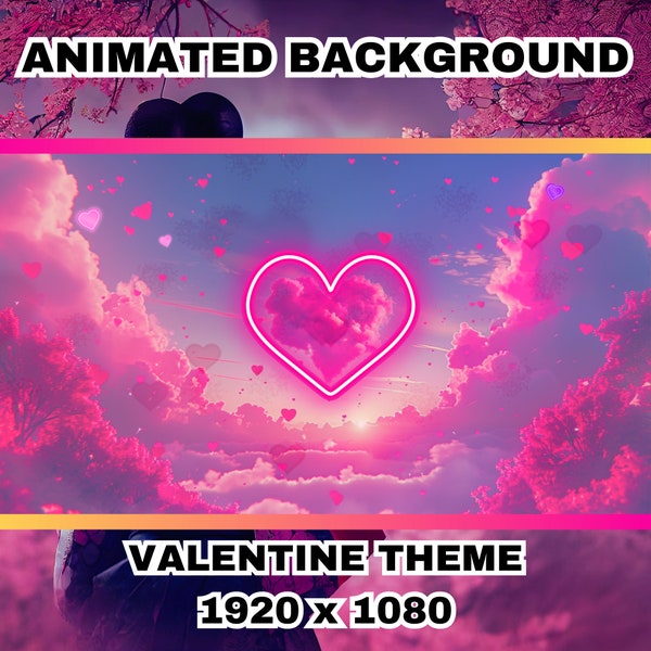 Arrière-plan animé Vtuber, Thème de la Saint-Valentin, Cœur de pin, Boucle animée d'arrière-plan Twitch Stream, Vtuber animé