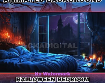 Animated Gothic Halloween Bedroom Vtuber Background (PDF)