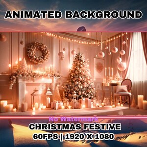 アニメーションクリスマスリビングルームVtuber背景：居心地の良い雪景色（MP4ビデオ）