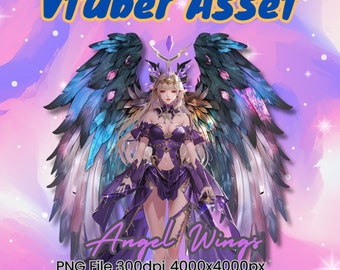 Cosmic Star Angel Wings Vtuber Asset: Galaxy Stream Decoration (Digital Download)