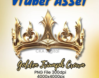 Golden Triumph Crown: Vtuber Stream Decoration (PNG Digital Download)