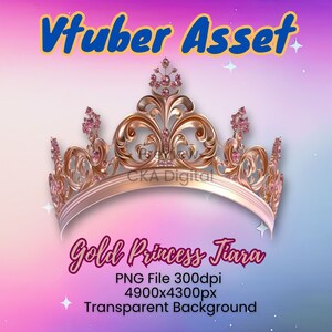 Vtuber Asset, Gold Princess Tiara, Stream Decoration, vtuber background, Twitch asset, Vtuber Crown, PNG Files, Digital Download