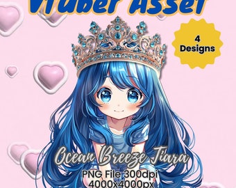Ocean Breeze-tiara: Vtuber Queen Crown Stream-decoratie (digitale png-download)
