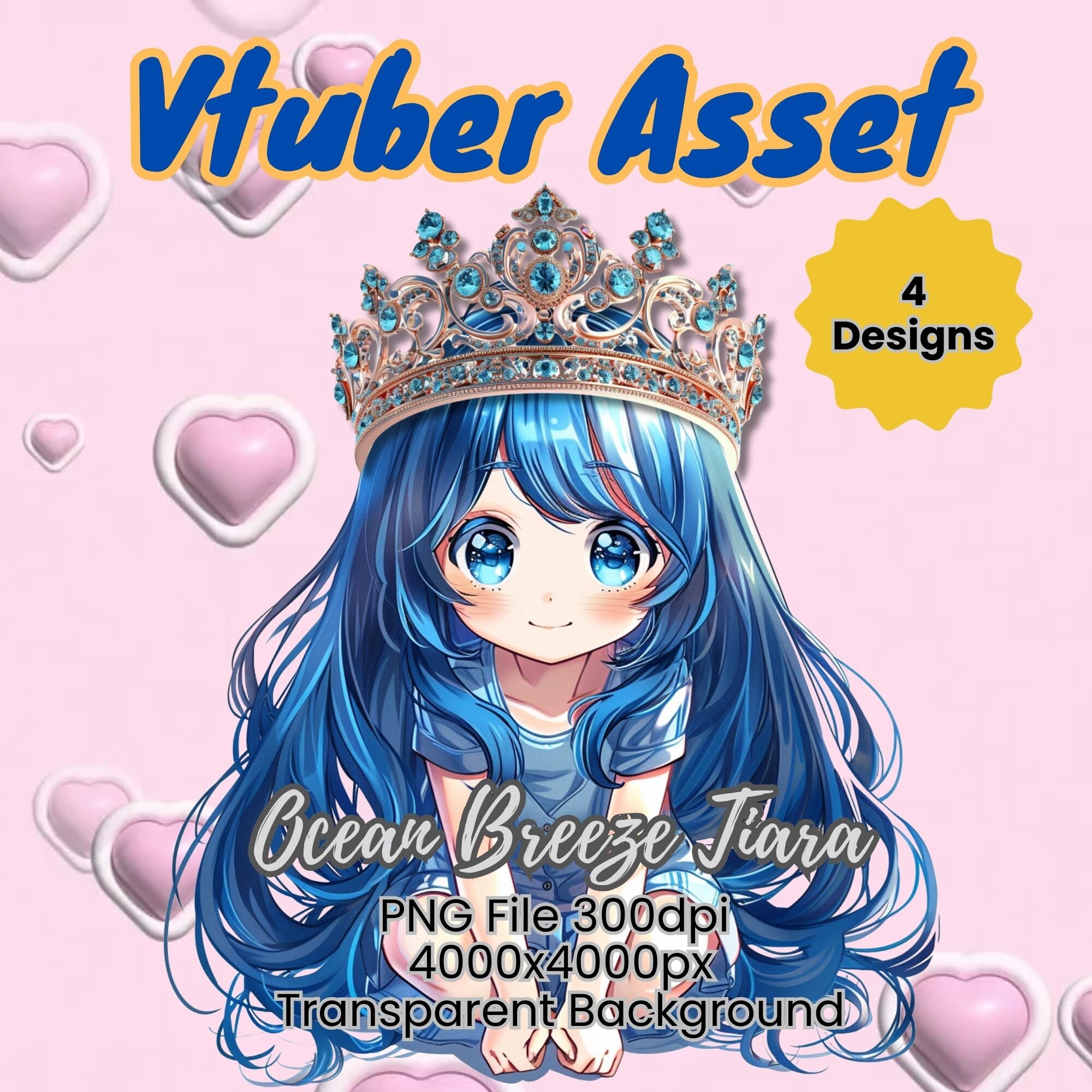 Vtuber Asset, Ocean Breeze Tiara, Queen Crown Stream Decoration, Stream ...