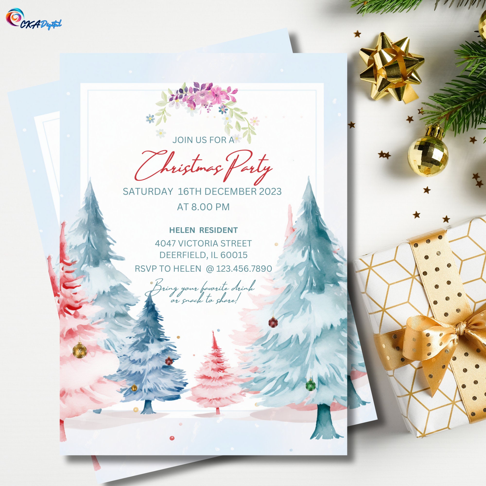 Invitation Template Christmas Classic Style EDITABLE Etsy