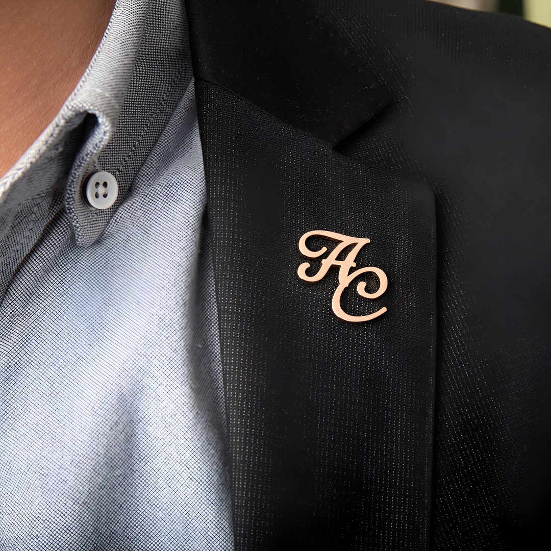 Initials Pin Personalized, Letters Lapel Pin, Custom Initials Lapel Pin