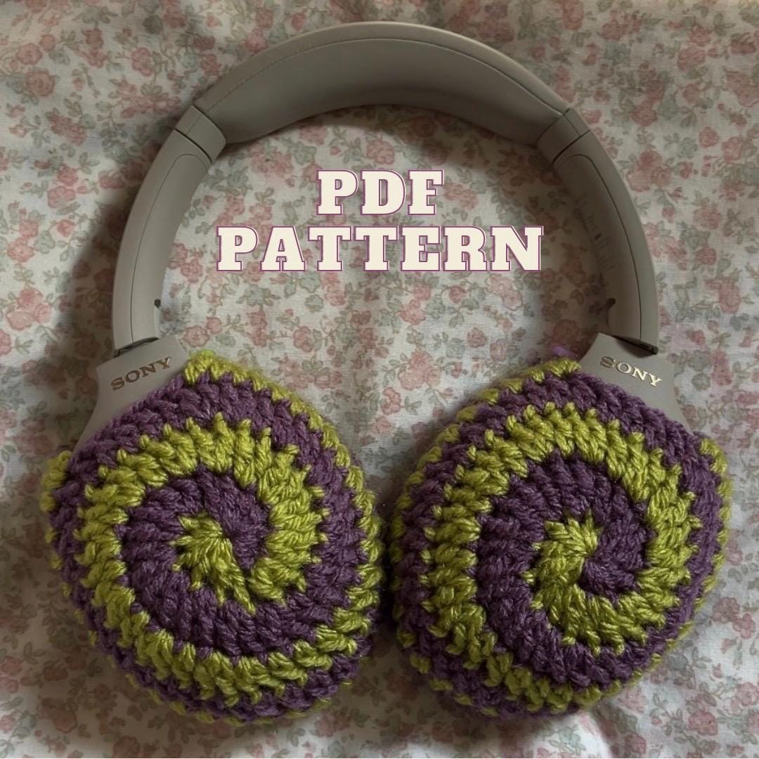 2 color Swirl Espiral Crochet Headphone Covers PDF Pattern