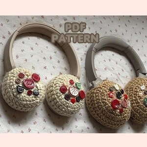 Speelse koptelefoonhoesjes met knoopjes voor Sony WH-1000XM4 en Sony WH-CH520 | 2-in-1 PDF-haakpatroon