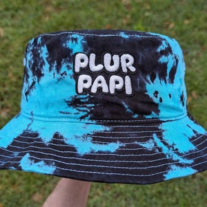 Plur Papi - Embroidered Tie Dye Bucket Hat - PLUR Rave Outfit Music Festival Outfit Raver Hat EDM Festival Funny Hat Papi Hat Rave Gift