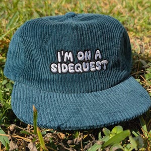 I'm On A Sidequest Embroidered Corduroy Hat - Rave Hat Rave Outfit Music Festival Hat Raver Gift EDM Dubstep Riddim Hat Wook Cap Rave Gear image 1