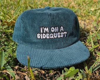 I'm On A Sidequest Embroidered Corduroy Hat - Rave Hat Rave Outfit Music Festival Hat Raver Gift EDM Dubstep Riddim Hat Wook Cap Rave Gear