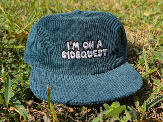I'm On A Sidequest Embroidered Corduroy Hat - Rave Hat Rave Outfit Music Festival Hat Raver Gift EDM Dubstep Riddim Hat Wook Cap Rave Gear