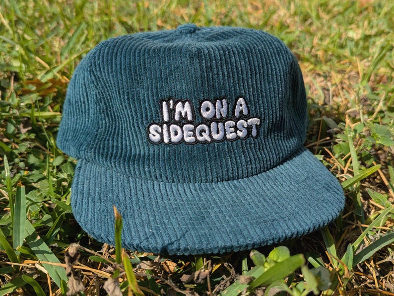 I'm On A Sidequest Embroidered Corduroy Hat - Rave Hat Rave Outfit Music Festival Hat Raver Gift EDM Dubstep Riddim Hat Wook Cap Rave Gear image 1