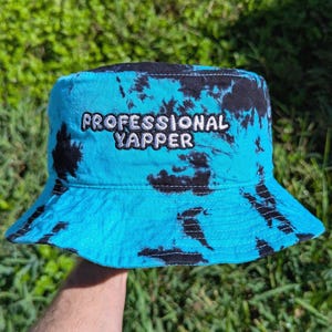 Professional Yapper - Embroidered Tie Dye Bucket Hat - Rave Accessories Rave Outfit Music Festival Outfit Raver Hat EDM Gift Festival Hat
