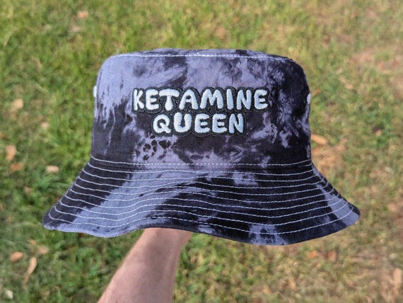 Ketamine Queen - Tie Dye Embroidered Bucket Hat - Rave Accessories Rave Outfit Festival Hat Rave Hat Ketamine Queen Hat Tie Dye Bucket Hat