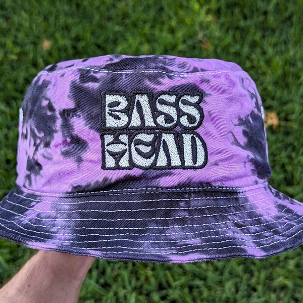 Tie Dye BASS HEAD Embroidered Bucket Hat - Festival Outfit Rave Outfit Bass Head Rave Hat Lost Lands Dubstep Accessories Tie Dye Bucket Hat
