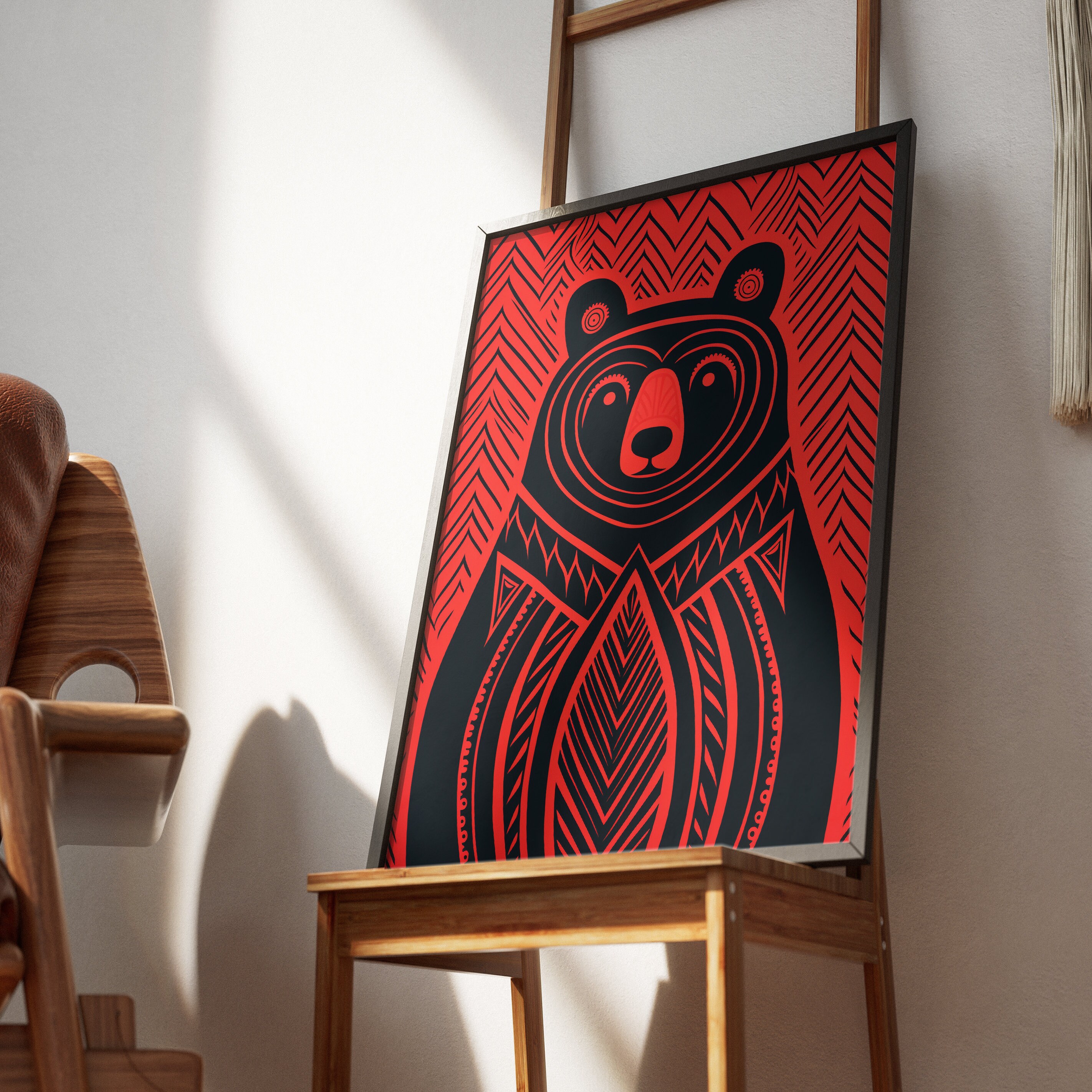 Bear Illustration Poster, Bear Totem Wall Art Print