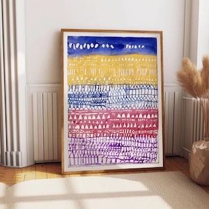 Paul Klee / Old City Art Work, Museum Exhibition Modern Poster, Famous Artist Museum Print, Abstract Wall Poster in pink/blue/yellow/red