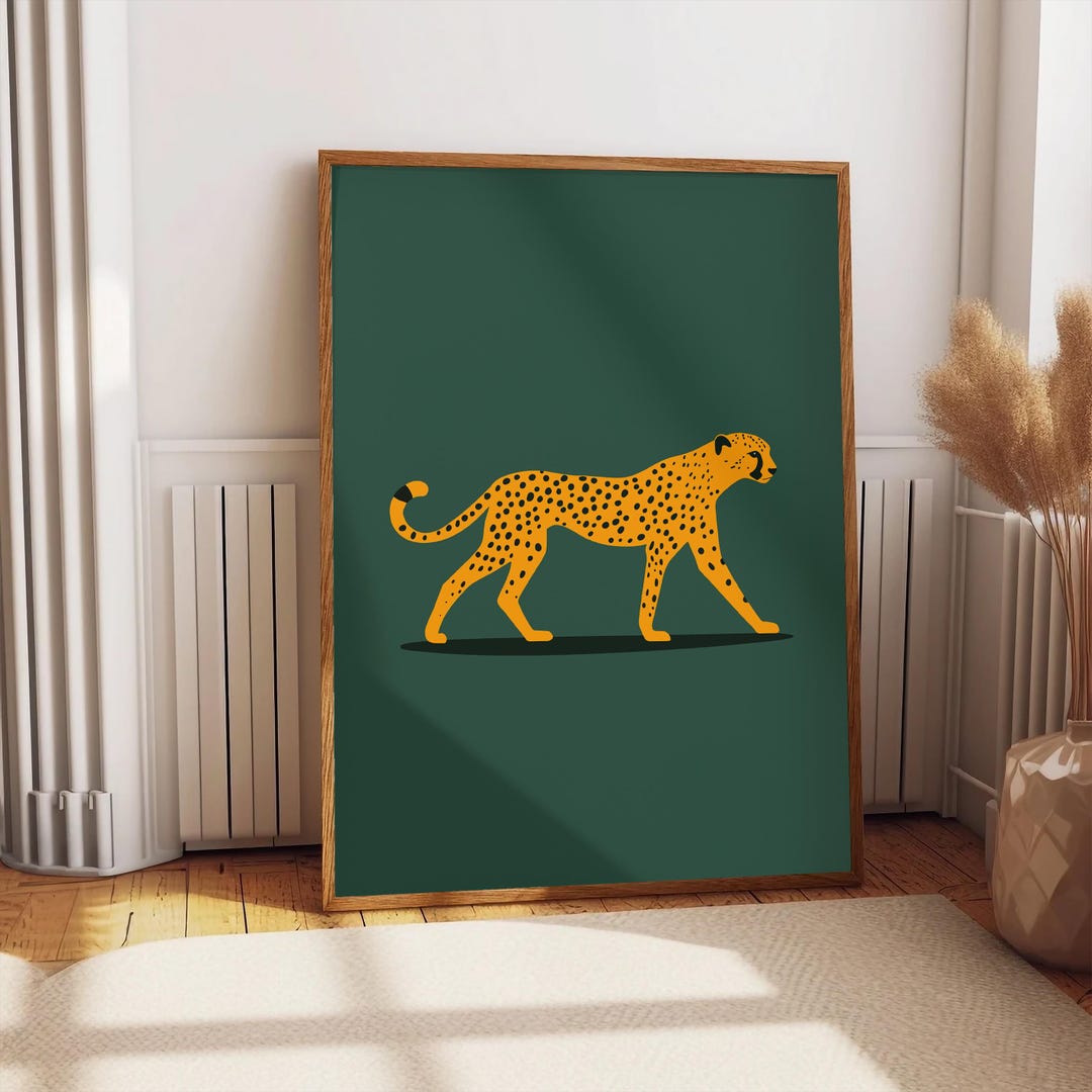 Cheetah Wall Art Print, Wildlife Animal Retro Poster, Eclectic Home ...