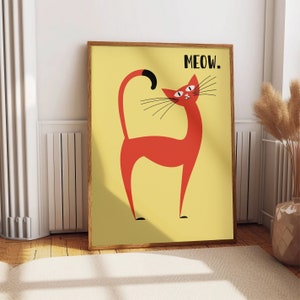 Funny Cat Meme Posters, Red Cat Print Nursery Wall Art, Minimalist Funny Wall Art, Trendy Cat Portrait, Cat Lover Gifts, Kitchen Wall Art