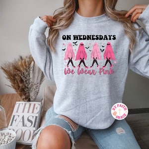 On Wednesday We Wear Pink PNG File Download, Pink Ghost Halloween, Mean Girls