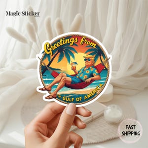Trump Gulf of America Sticker, Funny MAGA Gift, Trump Supporter Decal, Summer Vibes Accessory