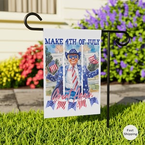 Trump Garden Flag, Make 4th of July Great Again Yard Sign, Funny MAGA House Banner, Patriotic Garden Gift, Retro Independence Day Decor
