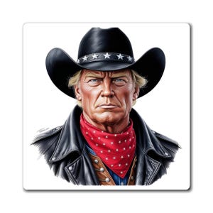 Trump Cowboy Magnet: Patriotic MAGA Gift