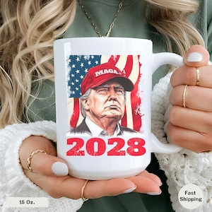 Trump 2028 Mug: Funny MAGA Coffee Cup, Conservative Gift