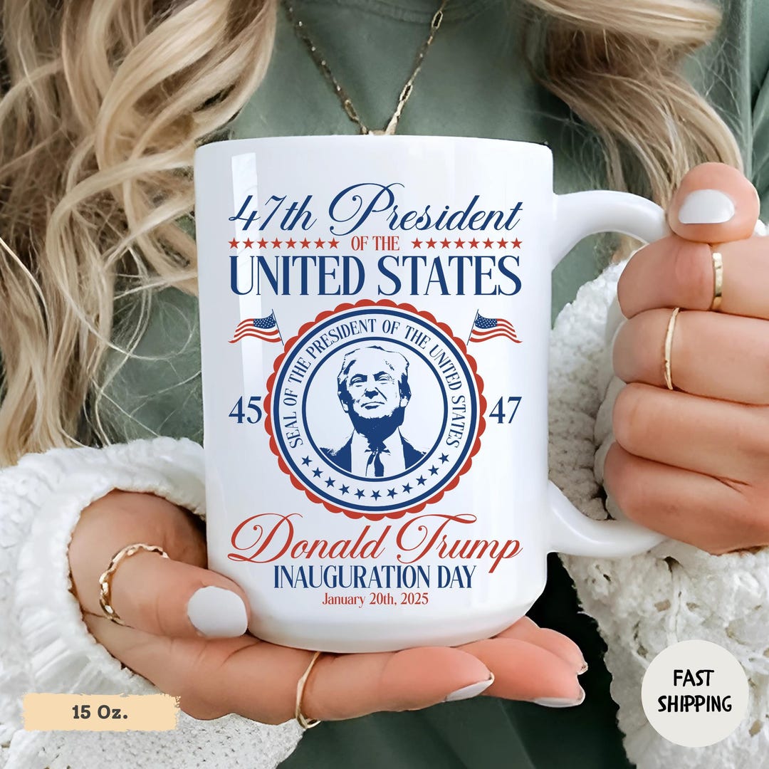 Donald Trump Einweihungstag 2025 Tasse – Weißes Keramik-Souvenir, 284 Ml, Spülmaschinenfest