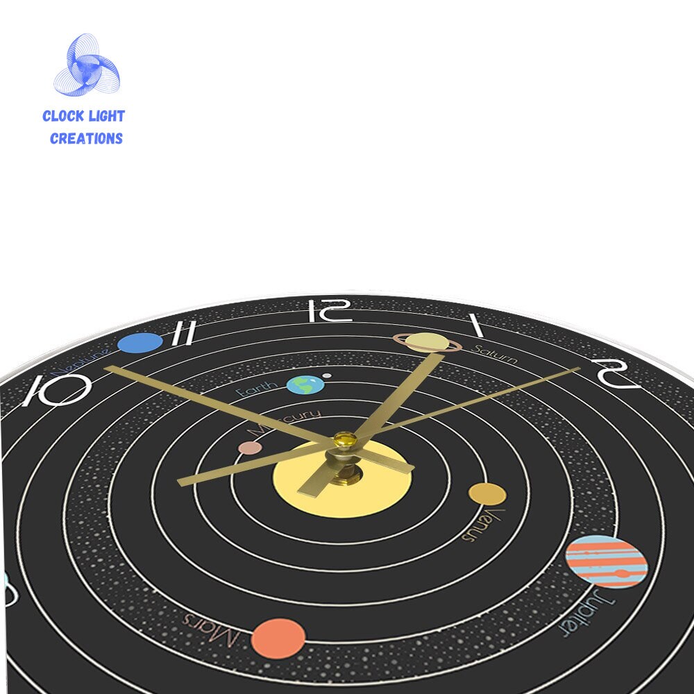 Solar System in Space Modern Wall Clock Astronomical Wall Art Etsy