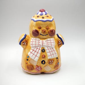 Vintage Gingerbread Cookie Jar,  1995, Hand Painted, Seasonal Theme