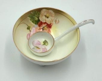 Antique Reinhold Schlegelmilch Bowl and Spoon, 1910-1920's, Germany