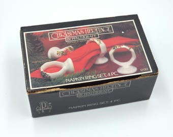 Set of 8 Platzgraff "Christmas Heritage" Napkin Rings. USA, 1980's.  Discontinued