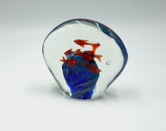 Murano Venezia Tropical Fish Aquarium Paperweight- Made in Italy -Glass,