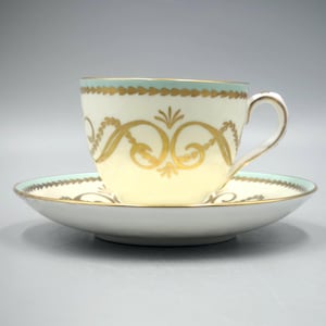 Vintage Rare Grosvenor Cup & Saucer Pattern C728, England, 1950. Art Deco Style. Bone China