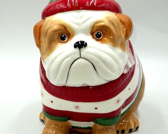 Tarro para galletas Sleigh Bell Bistro Holiday Bulldog, 2006,